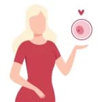 egg donation – illustration of a woman holding an egg cell symbol representing fertility and donation