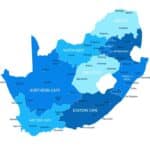 South Africa map with cities and regions illustrating sperm donor South Africa