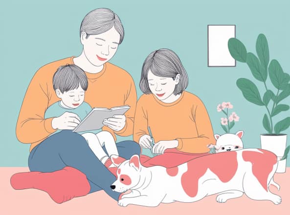 Separated parents using smartphones and tablets to manage their co-parenting apps coordination while caring for child at home