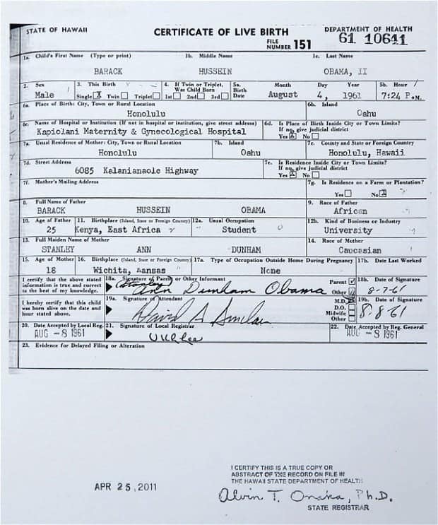 US birth certificate document representing legal process to register a birth in the US for newborn children