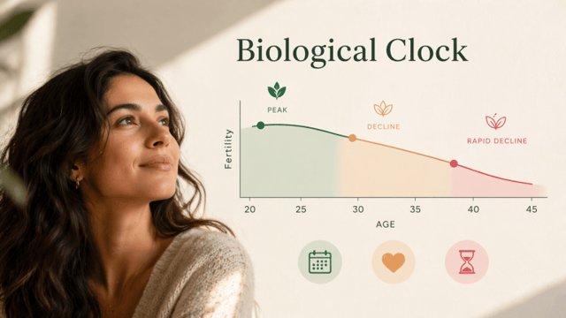 biological clock – infographic showing fertility decline over age with peak and rapid decline stages