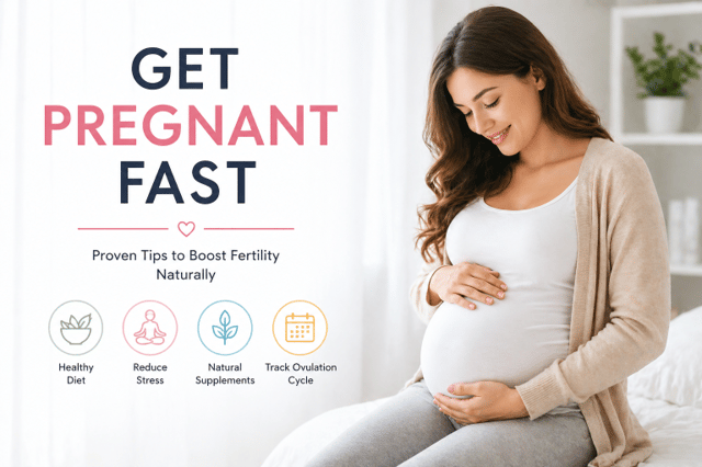 get pregnant fast tips showing pregnant woman and natural fertility advice