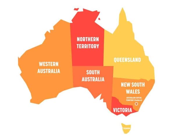 simplified map australia divided into states