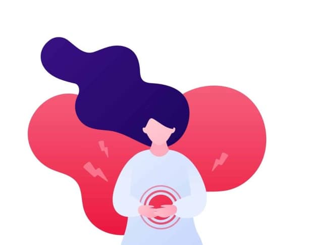 illustration of a woman experiencing pelvic pain representing endometriosis