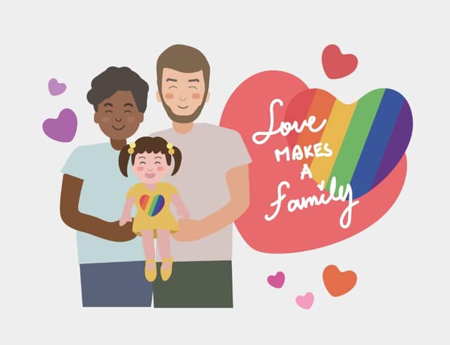lgbt family – two fathers with their child smiling together at home in a loving family moment