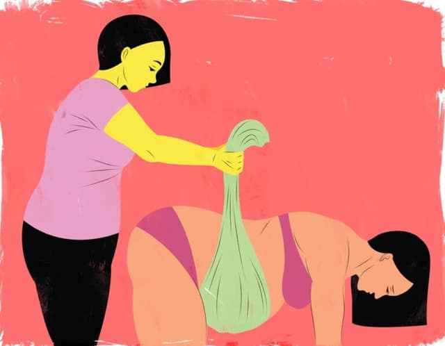 illustration doula helping woman give birth
