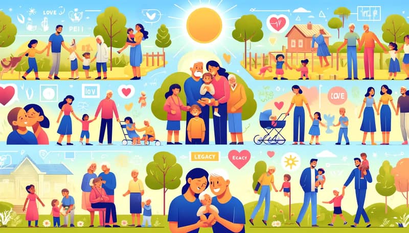 An illustration showing diverse families and individuals expressing joy and love for their children. The scene includes various family setups