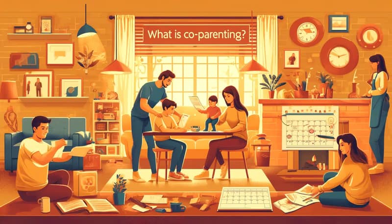 Illustration showing two parents working together to care for their child explaining what is co-parenting