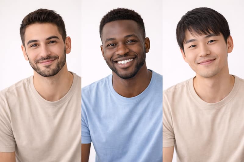 private sperm donor portraits of three men representing potential donors