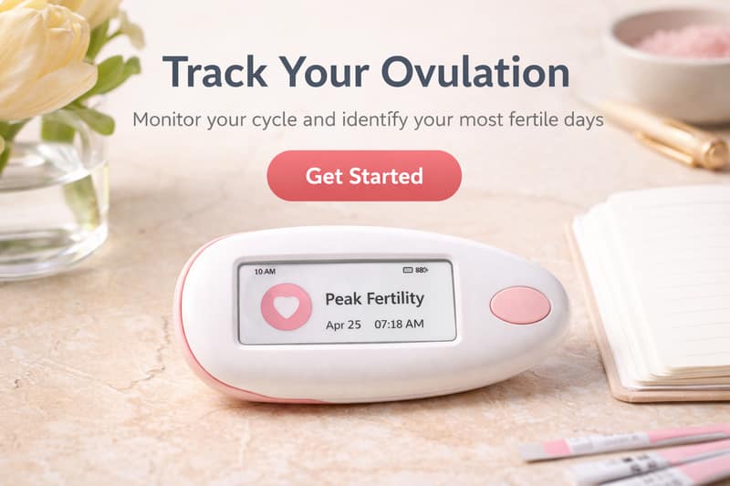 Fertility monitor displaying peak fertility results, illustrating ovulation tracking to identify the most fertile days in the menstrual cycle.