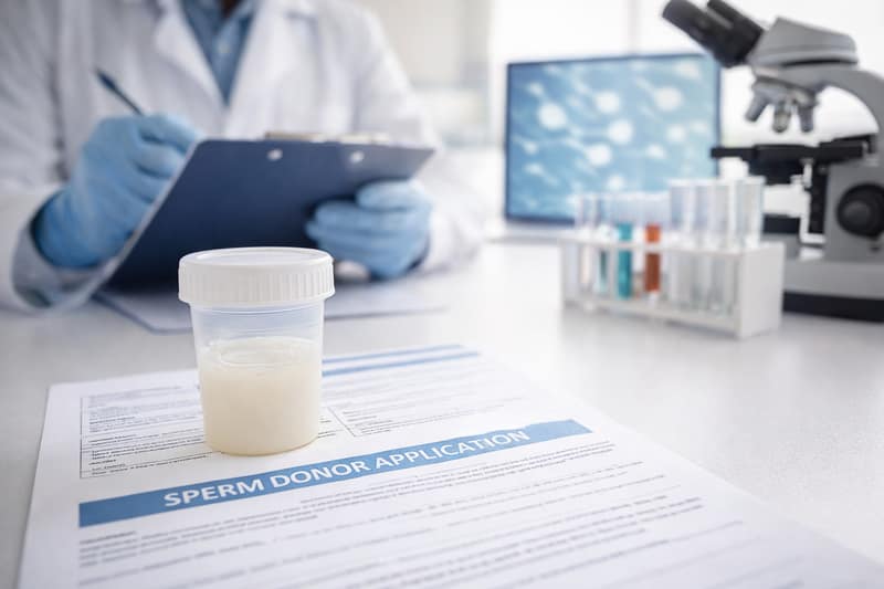 Screening Sperm Donors sample with lab analysis and medical form