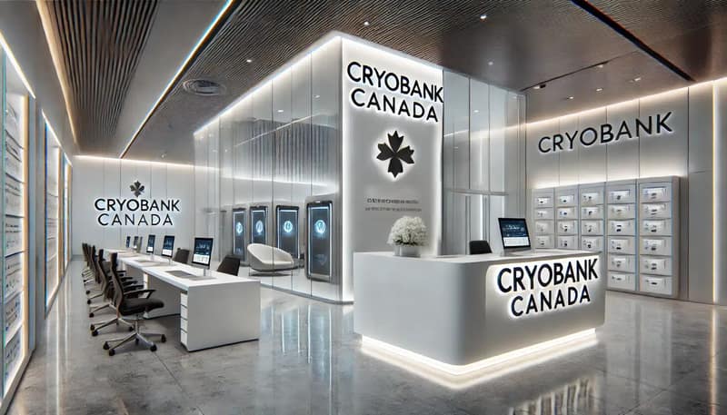 Image of a cryobank facility in Canada, showcasing a cutting-edge design and sterile environment