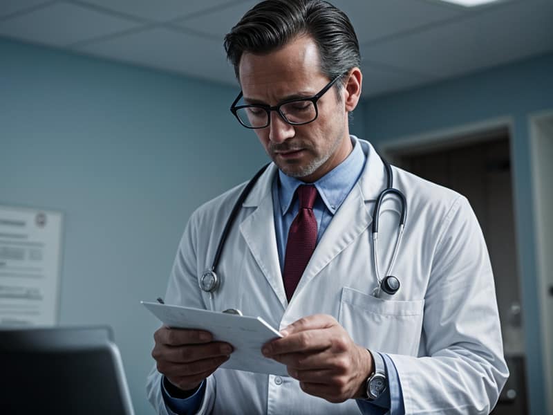A doctor reviewing a checklist