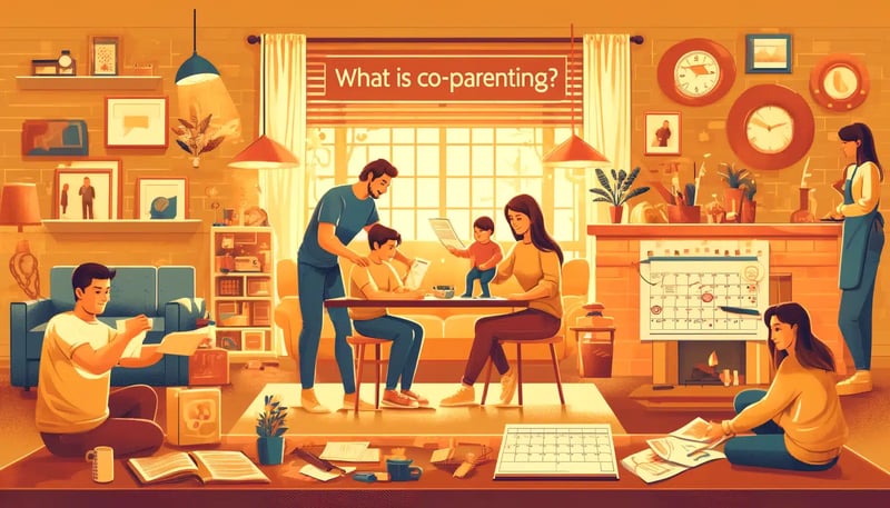 Illustration showing two parents working together to care for their child explaining what is co-parenting