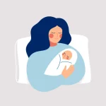 first time mom – illustration of a mother gently holding her newborn baby with love