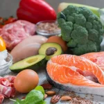 foods to get pregnant – healthy fertility foods including salmon, avocado, eggs, vegetables, and nuts