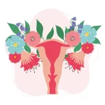 Ovarian reserve illustration of uterus with flowers representing female fertility