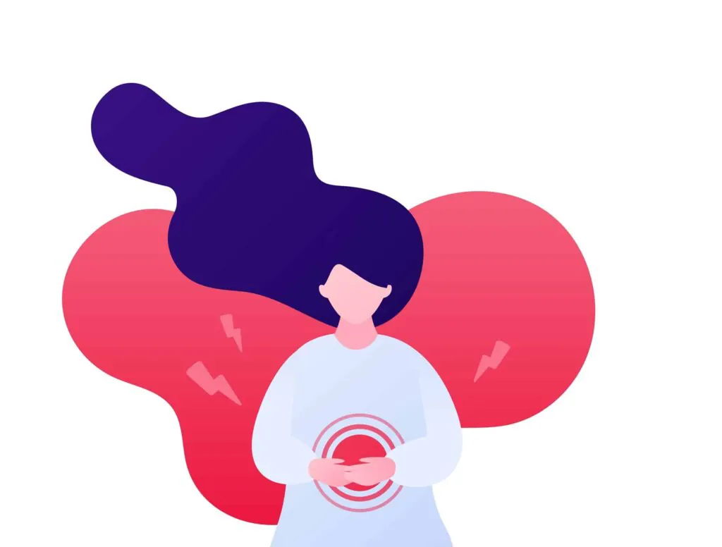 painful female periods concept vector flat
