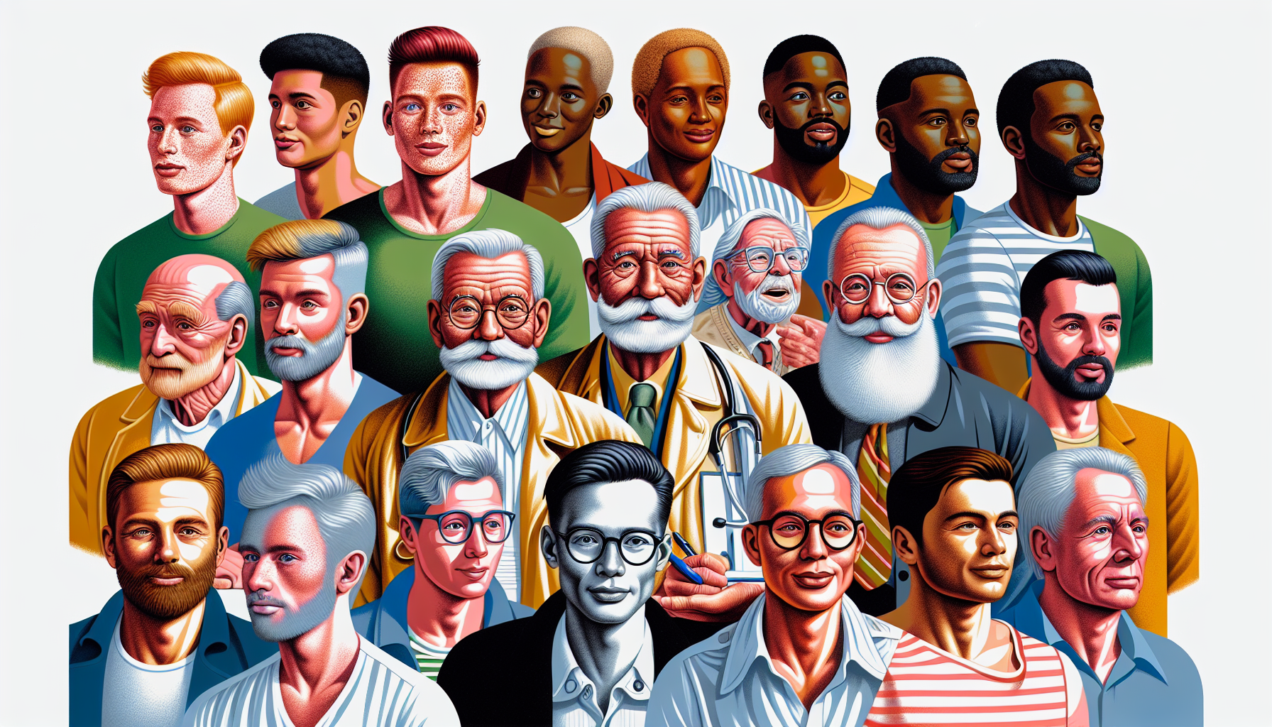 Illustration of a diverse group of people representing potential sperm donors