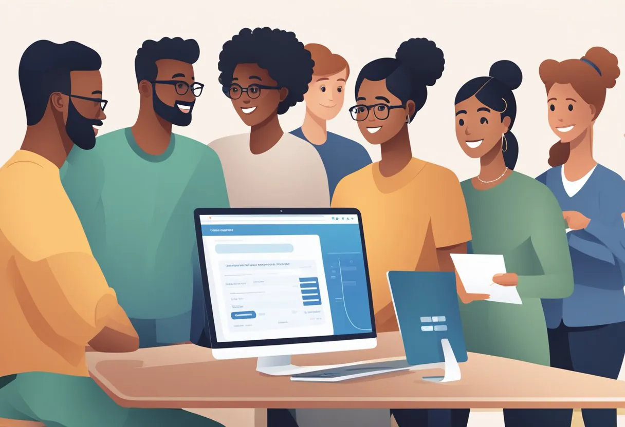 A diverse group of people easily accessing and registering on a known donor registry with clear cost information displayed