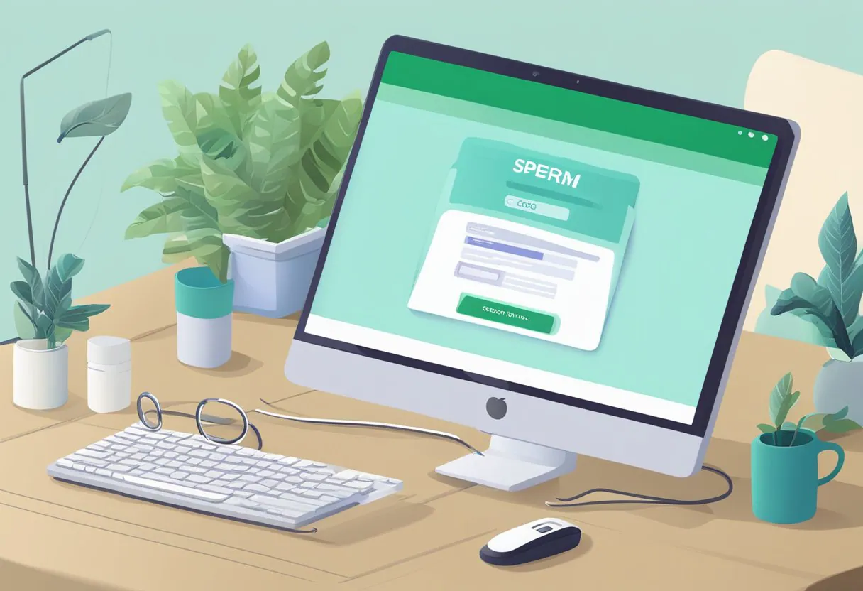 A computer screen with a search bar open, showing a website for finding free sperm donors