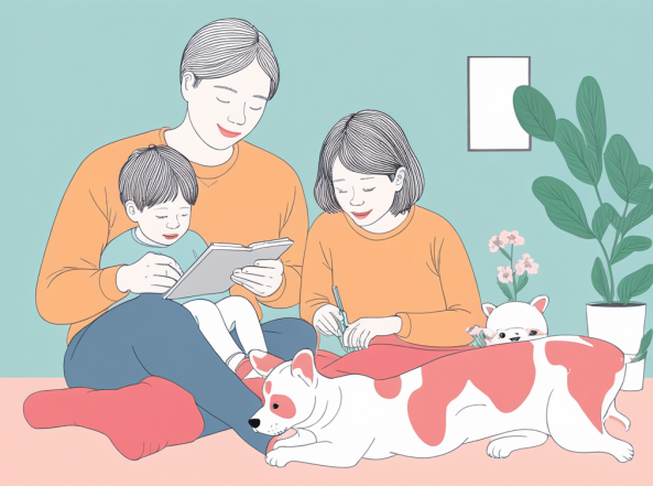 Separated parents using smartphones and tablets to manage their co-parenting apps coordination while caring for child at home