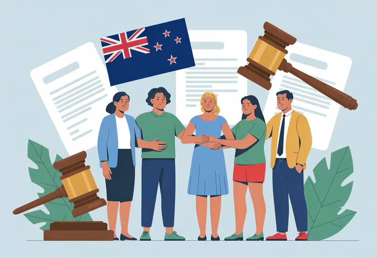 Surrogacy in New Zealand legal process with intended parents and surrogate illustration